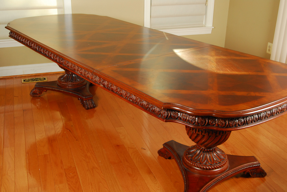 Regency Style Mahogany Double Pedestal Table