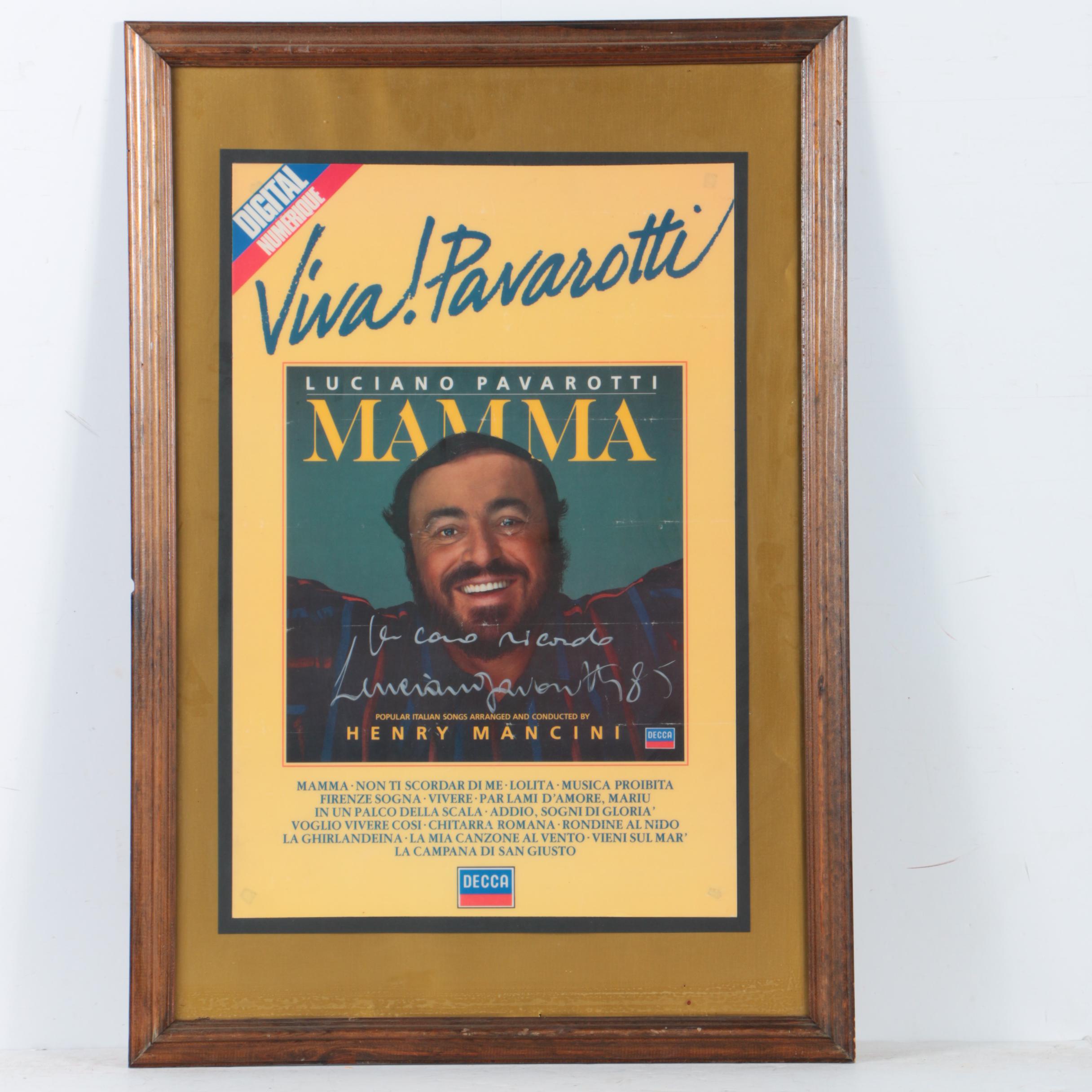 Luciano Pavarotti Autographed Offset Lithograph Poster "Viva! Pavarotti"