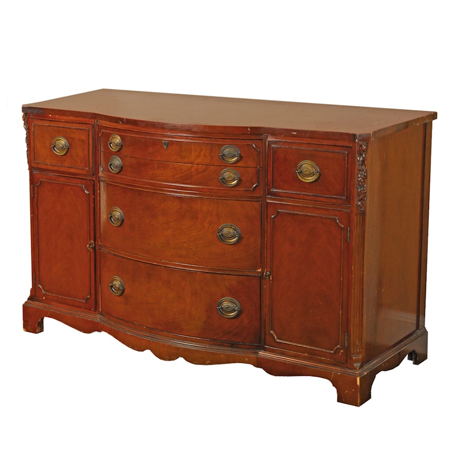 Vintage Empire Style Breakfront Cherry Cabinet