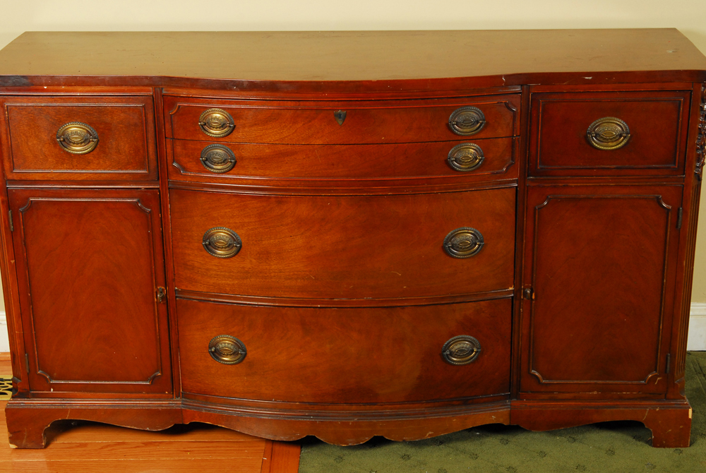 Vintage Empire Style Breakfront Cherry Cabinet