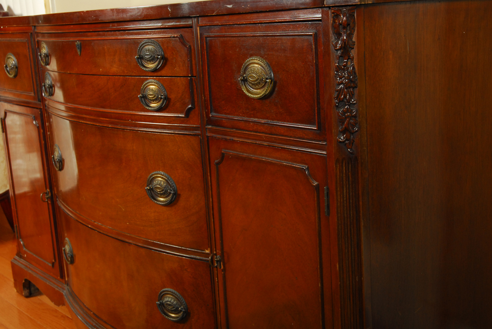 Vintage Empire Style Breakfront Cherry Cabinet