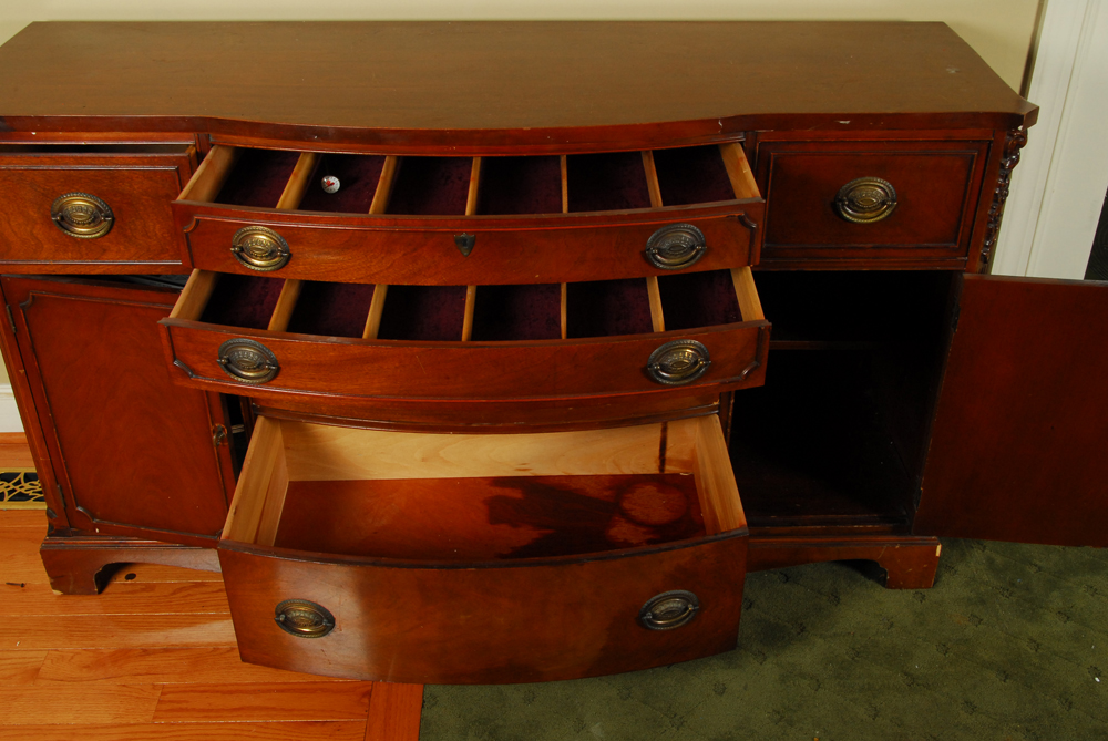 Vintage Empire Style Breakfront Cherry Cabinet