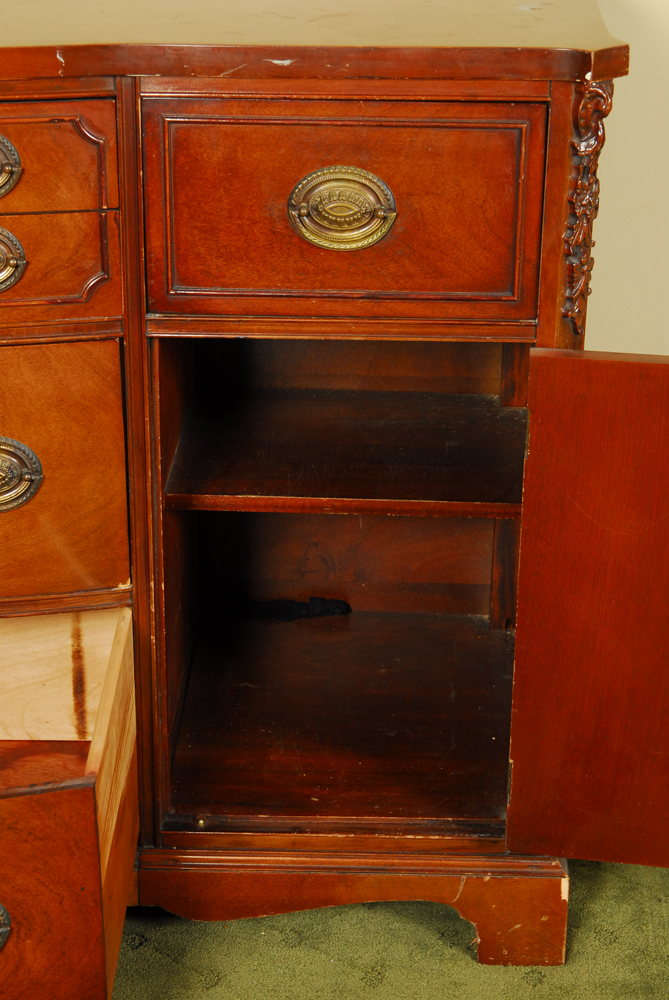Vintage Empire Style Breakfront Cherry Cabinet