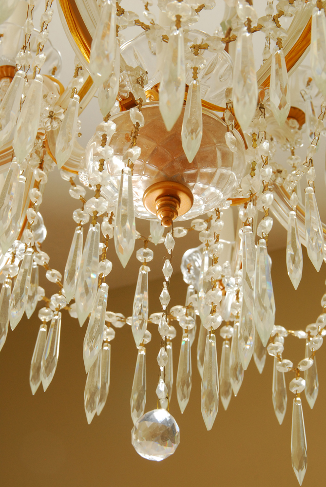 Two Tier Crystal Chandelier With Twelve Lights