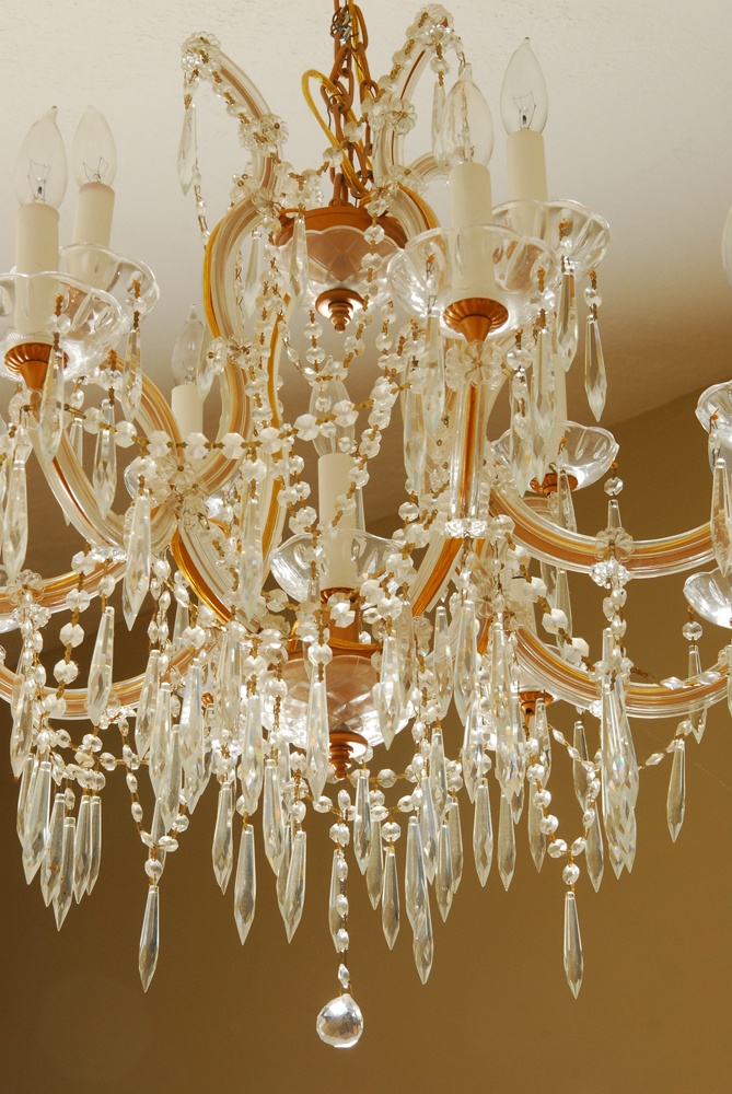 Two Tier Crystal Chandelier With Twelve Lights