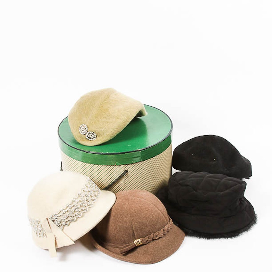 Variety of Vintage Felt and Fabric Hats