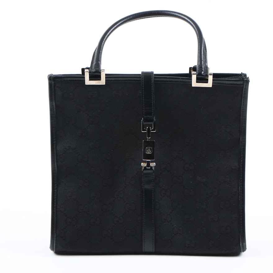 Gucci Black GG Canvas Handbag