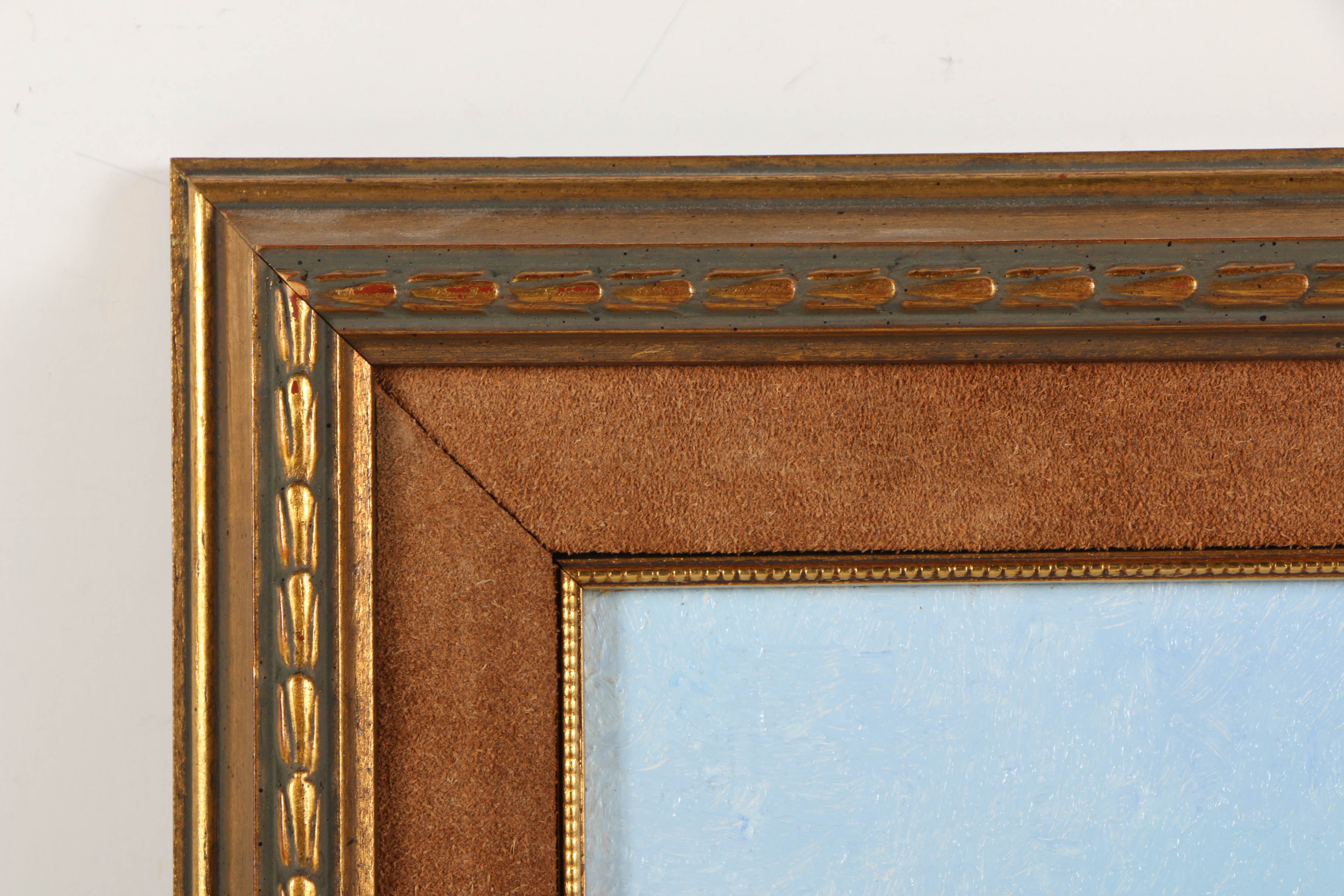 Gene Mobley Oil Painting on Burlap "Indians on Horses, Teepees"