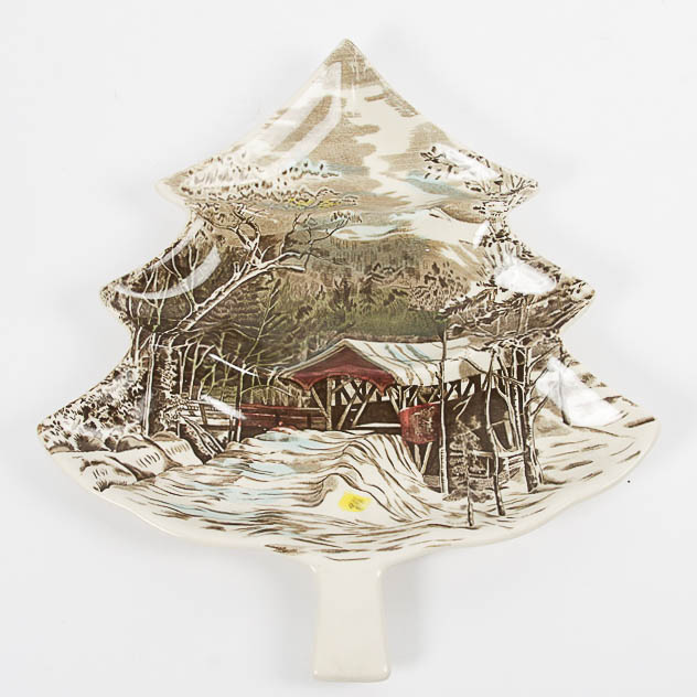 Johnson Brothers "Friendly Village" Tree Shaped Relish Platter