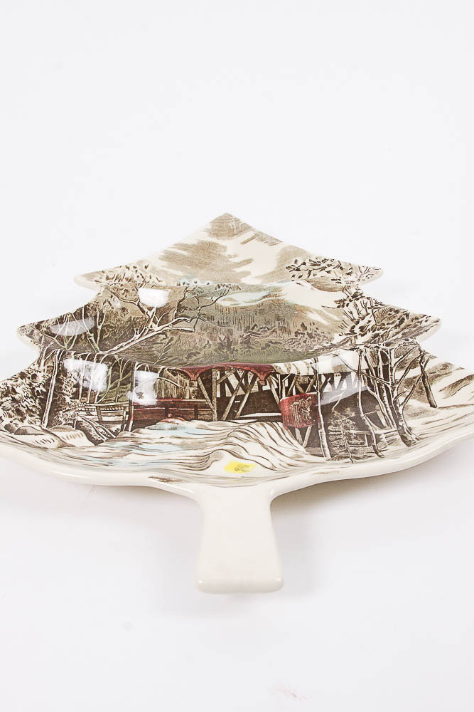 Johnson Brothers "Friendly Village" Tree Shaped Relish Platter