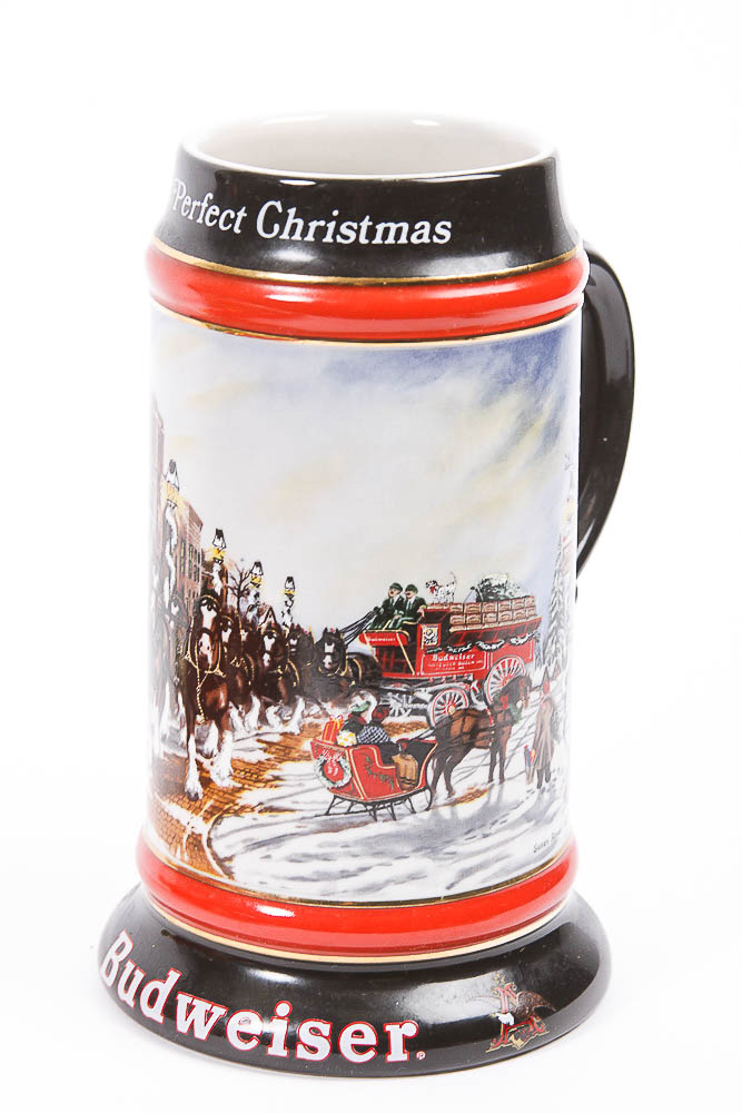 Budweiser Christmas Steins and Three Beer Tap Pulls
