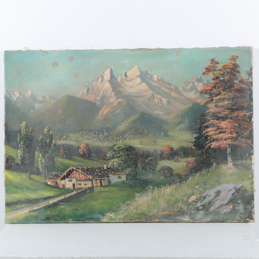 Oil Painting on Canvas of Mountain Landscape