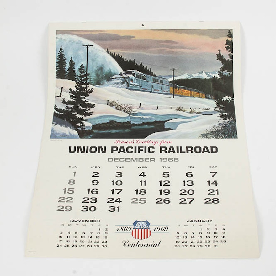 1969 Union Pacific Centennial Edition Railroad Calendar