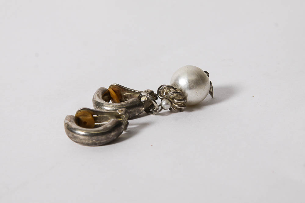 Collection of Vintage Faux Pearl and Silver Tone Costume Jewelry