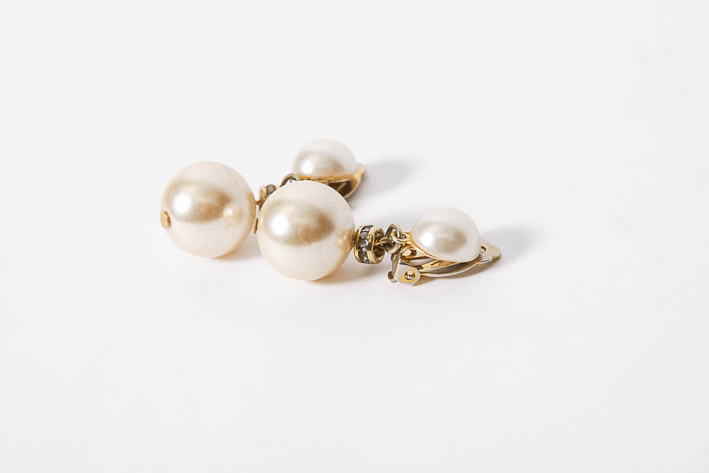 Collection of Vintage Faux Pearl and Silver Tone Costume Jewelry