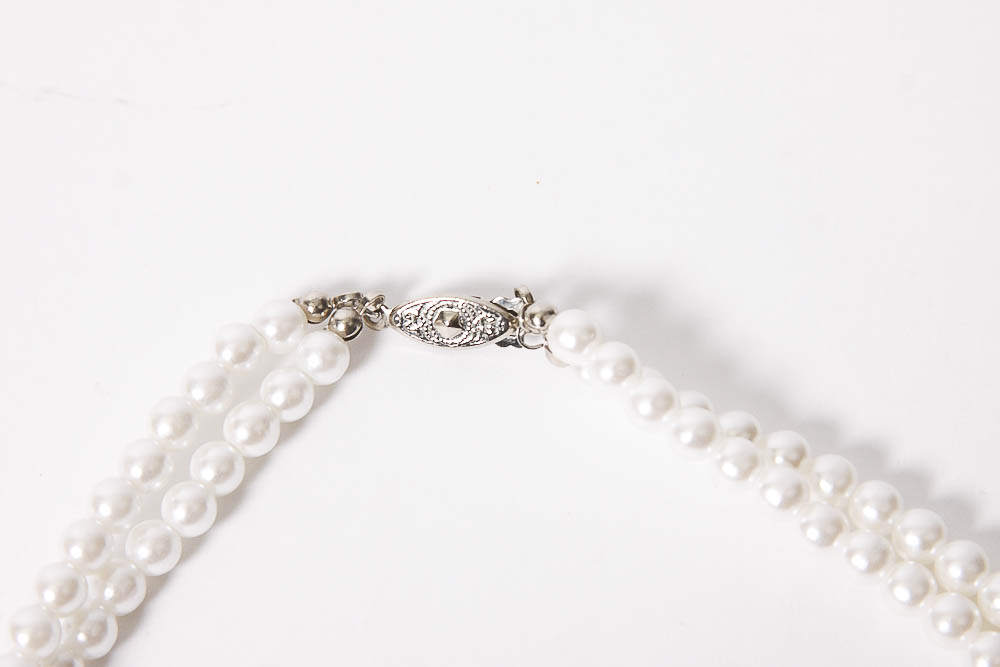 Collection of Vintage Faux Pearl and Silver Tone Costume Jewelry