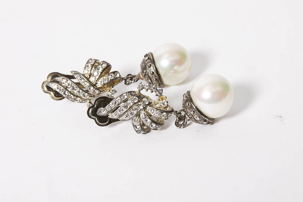Collection of Vintage Faux Pearl and Silver Tone Costume Jewelry