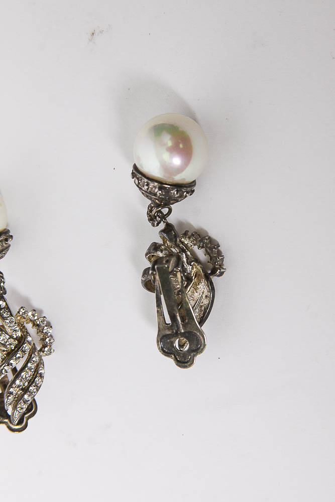 Collection of Vintage Faux Pearl and Silver Tone Costume Jewelry