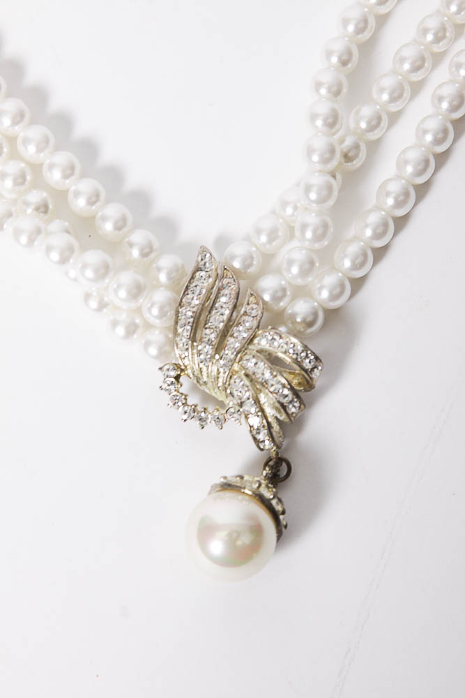 Collection of Vintage Faux Pearl and Silver Tone Costume Jewelry