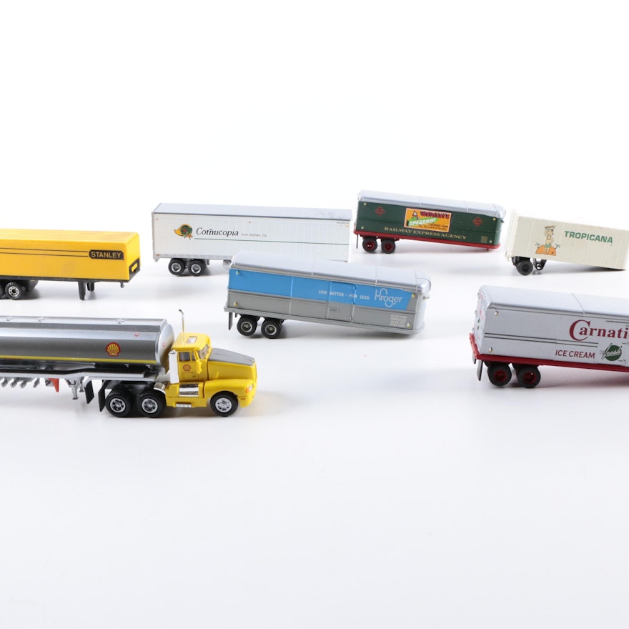 Model Semi Truck with Branded Trailers