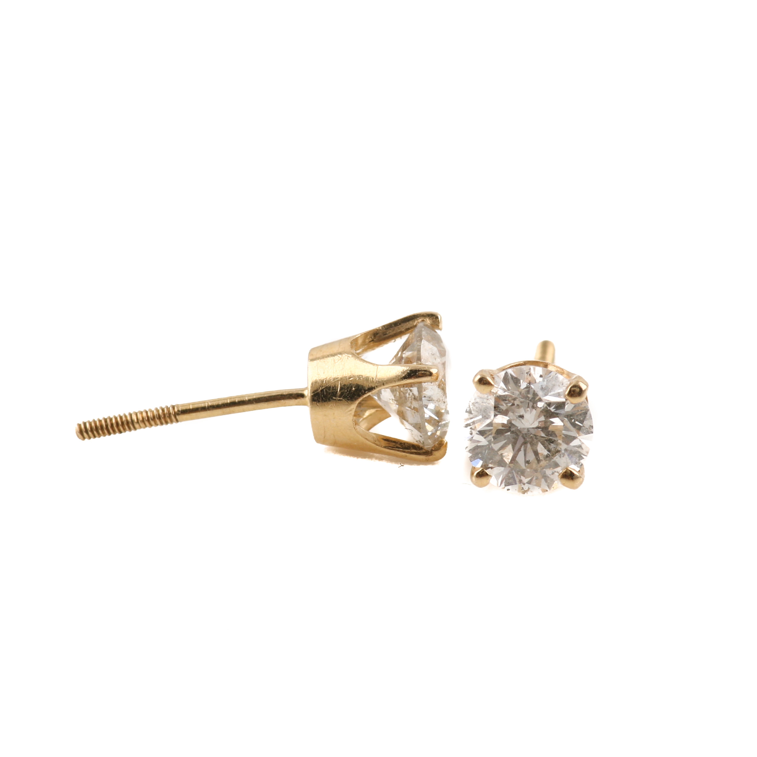 14K Yellow Gold Diamond Stud Earrings