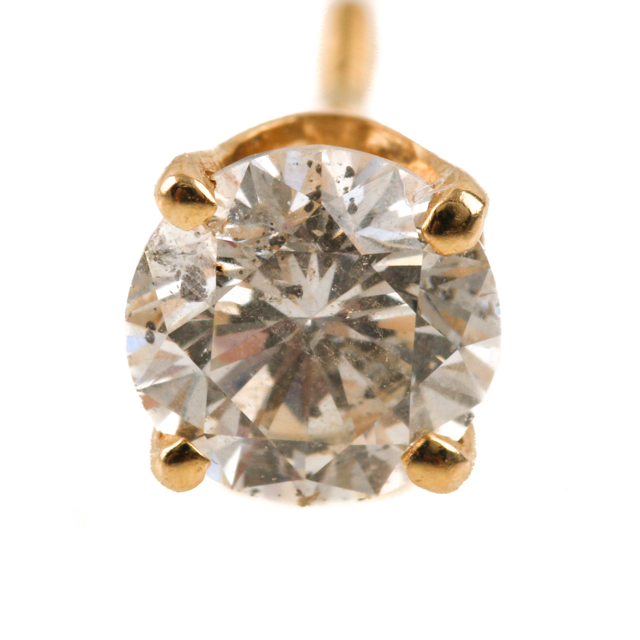 14K Yellow Gold Diamond Stud Earrings