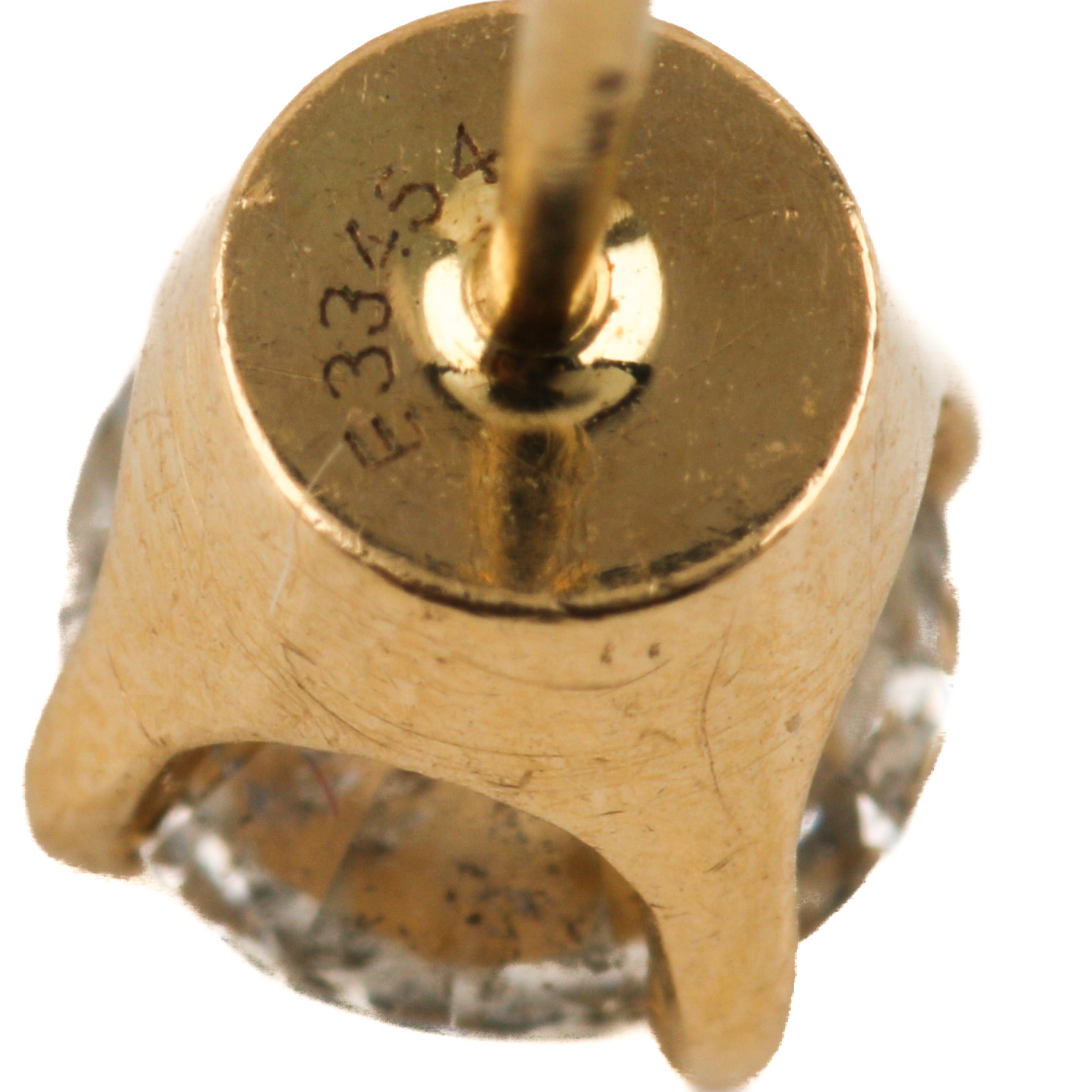 14K Yellow Gold Diamond Stud Earrings