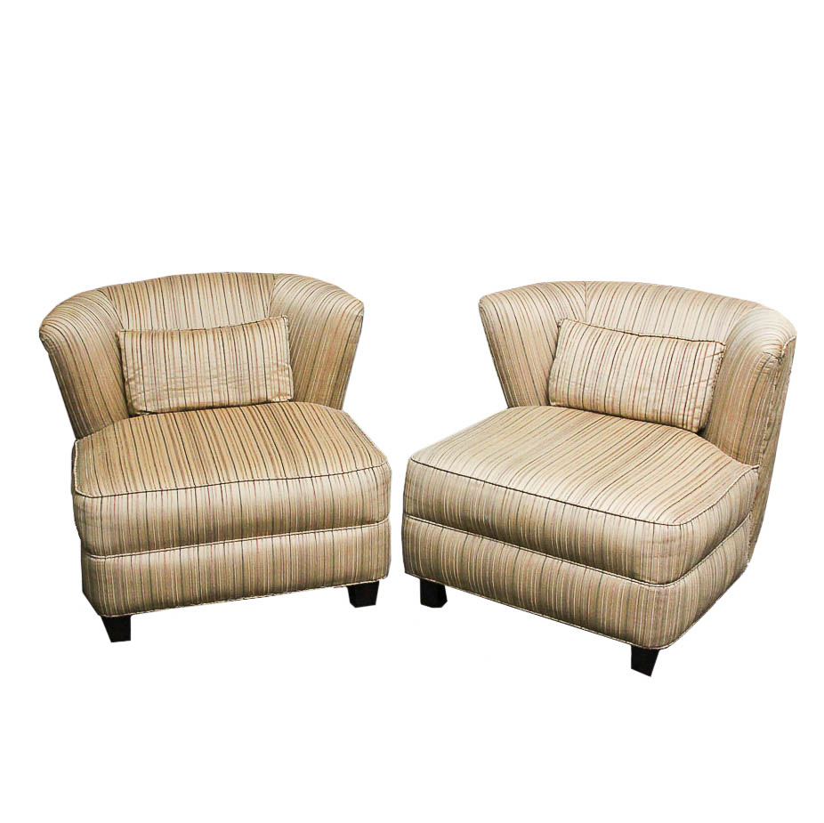 Deco Revival Custom Upholstered Lounge Chair Pair