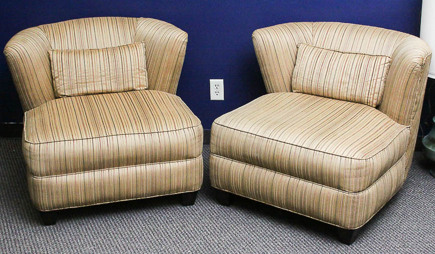 Deco Revival Custom Upholstered Lounge Chair Pair