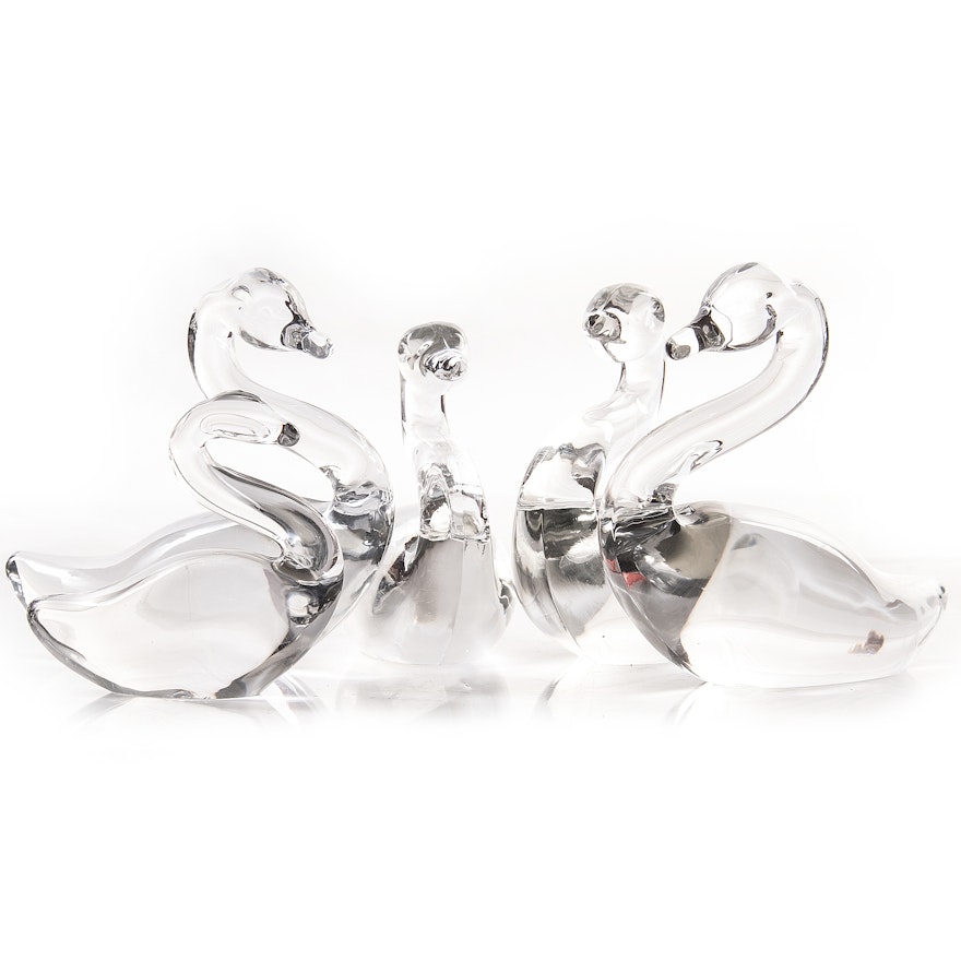 Vintage Duncan & Miller Glass Swan Figurines