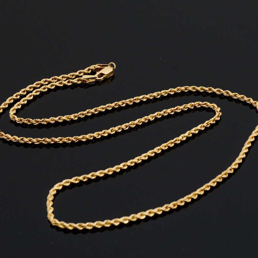 Aurafin 10K Yellow Gold Rope Necklace Chain