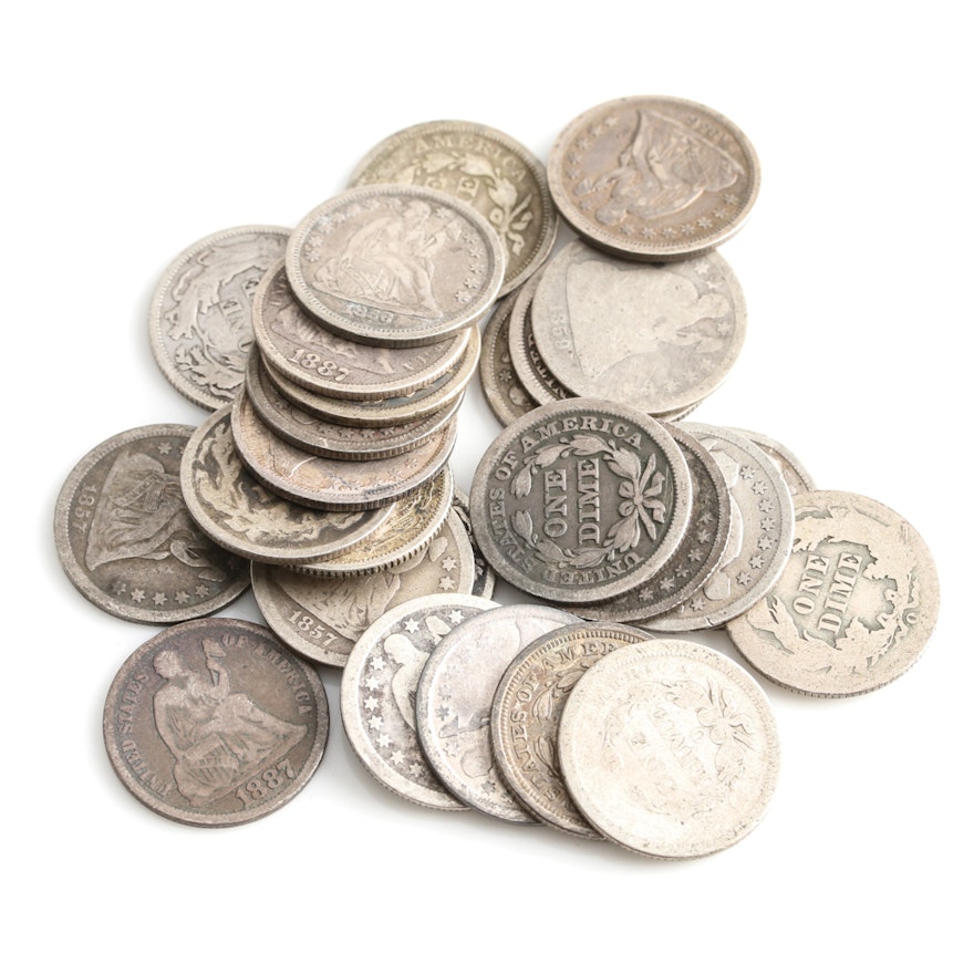 Twenty Five Seated Liberty Dimes