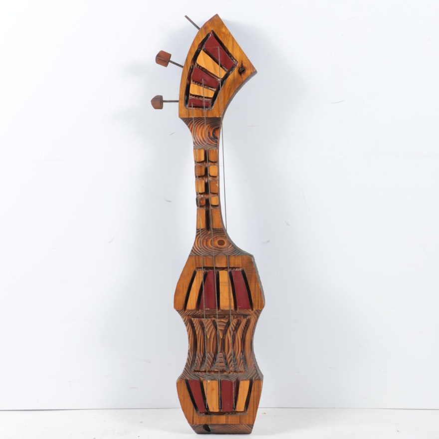 Witco Carved Wooden Guitar Sculpture