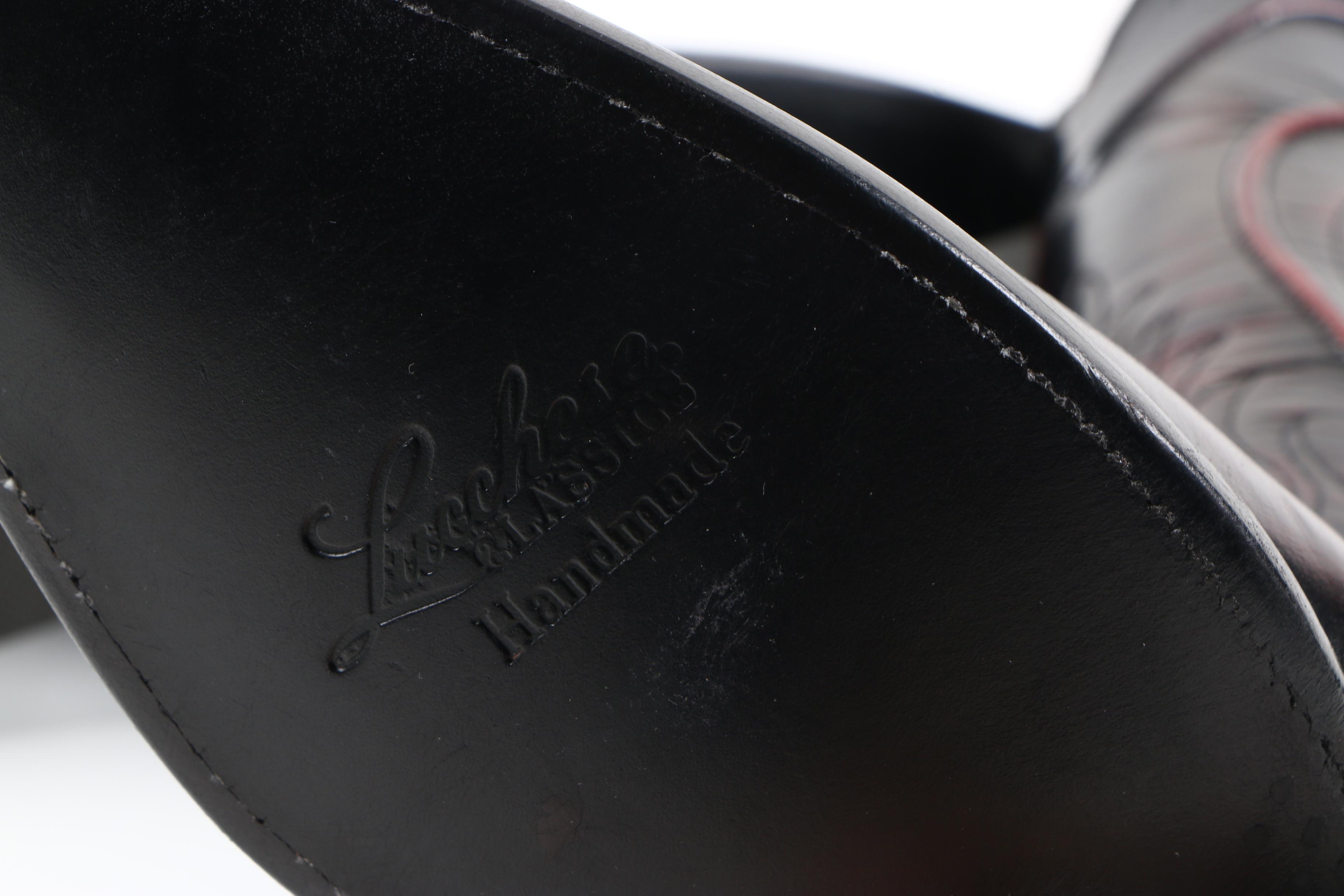 Men's Lucchese Handmade Black-Cherry Sam Leather Cowboy Boots