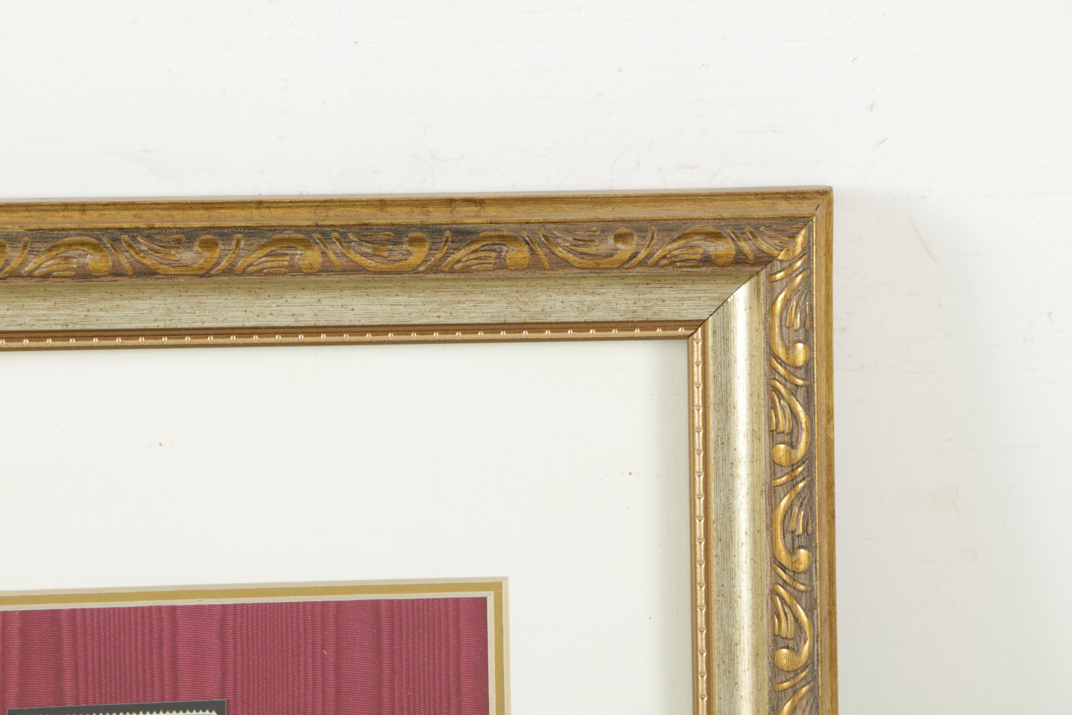 Winston Churchill Memorabilia In Wooden Frame