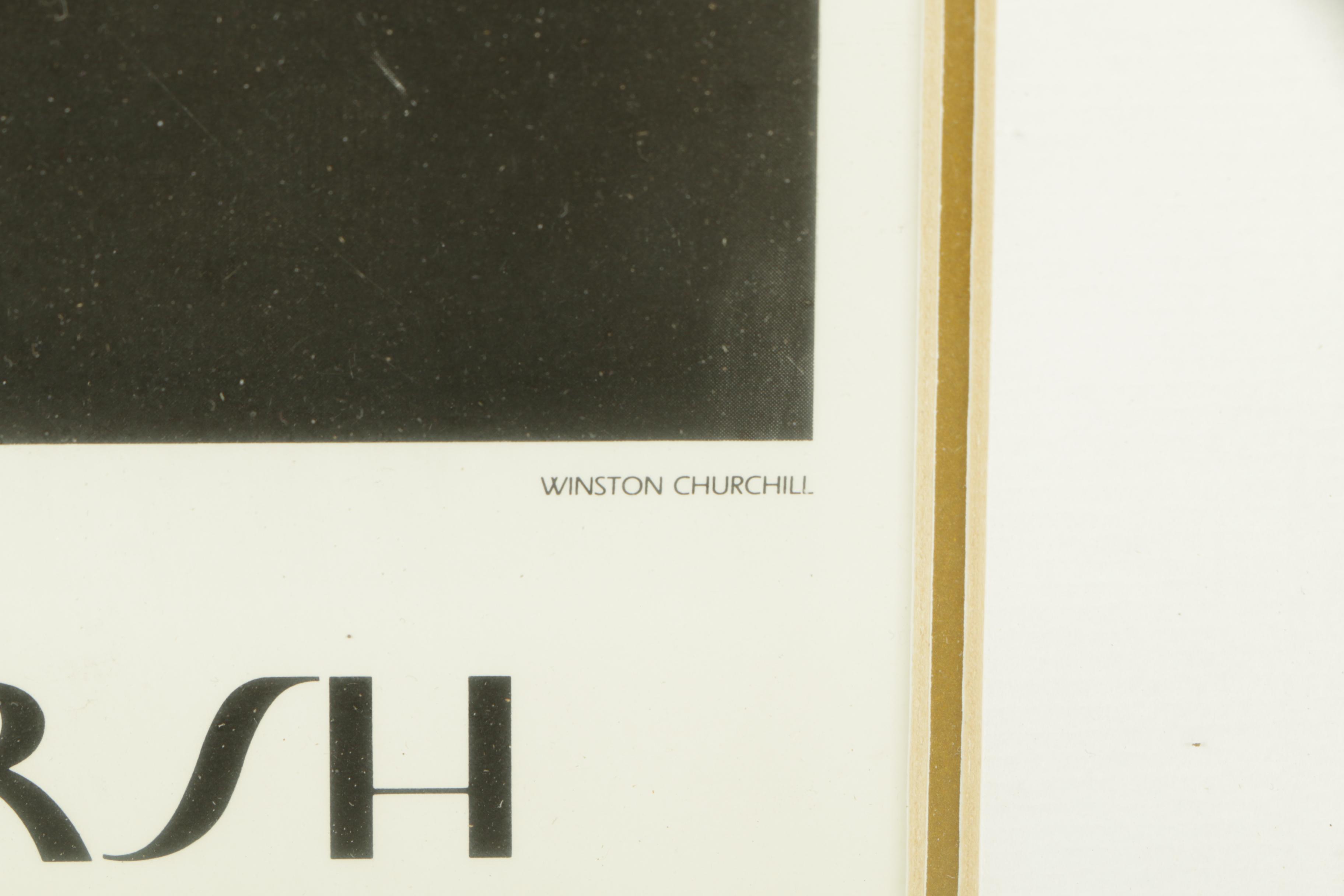 Winston Churchill Memorabilia In Wooden Frame