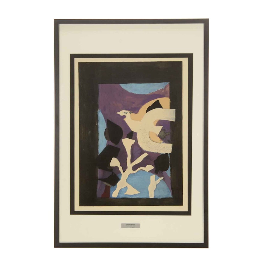 George Braque 1963 Color Lithograph "Oiseau et Lotus"