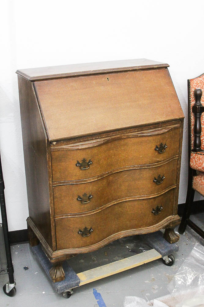 Vintage Chippendale Style Mahogany Fall-Front Desk