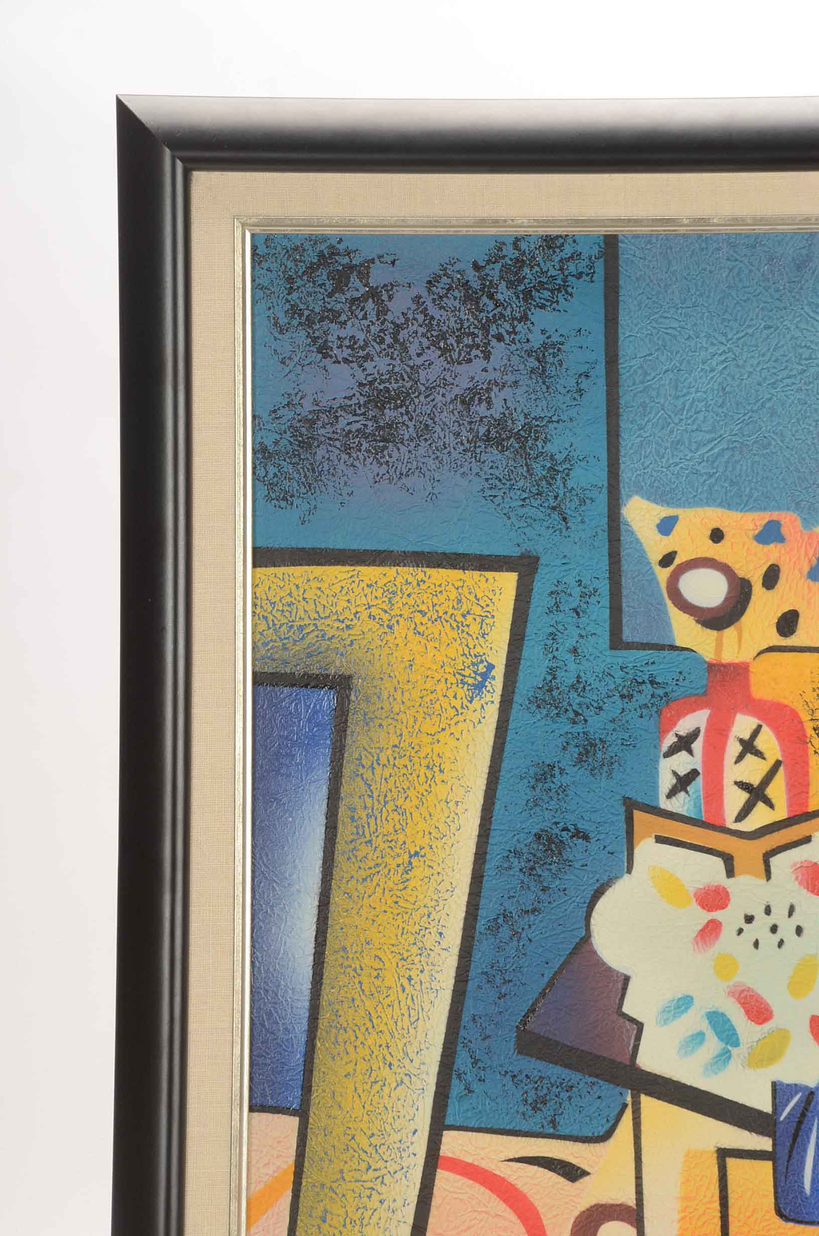 C. Ryan Original Mixed Media Cubist Still Life Painting