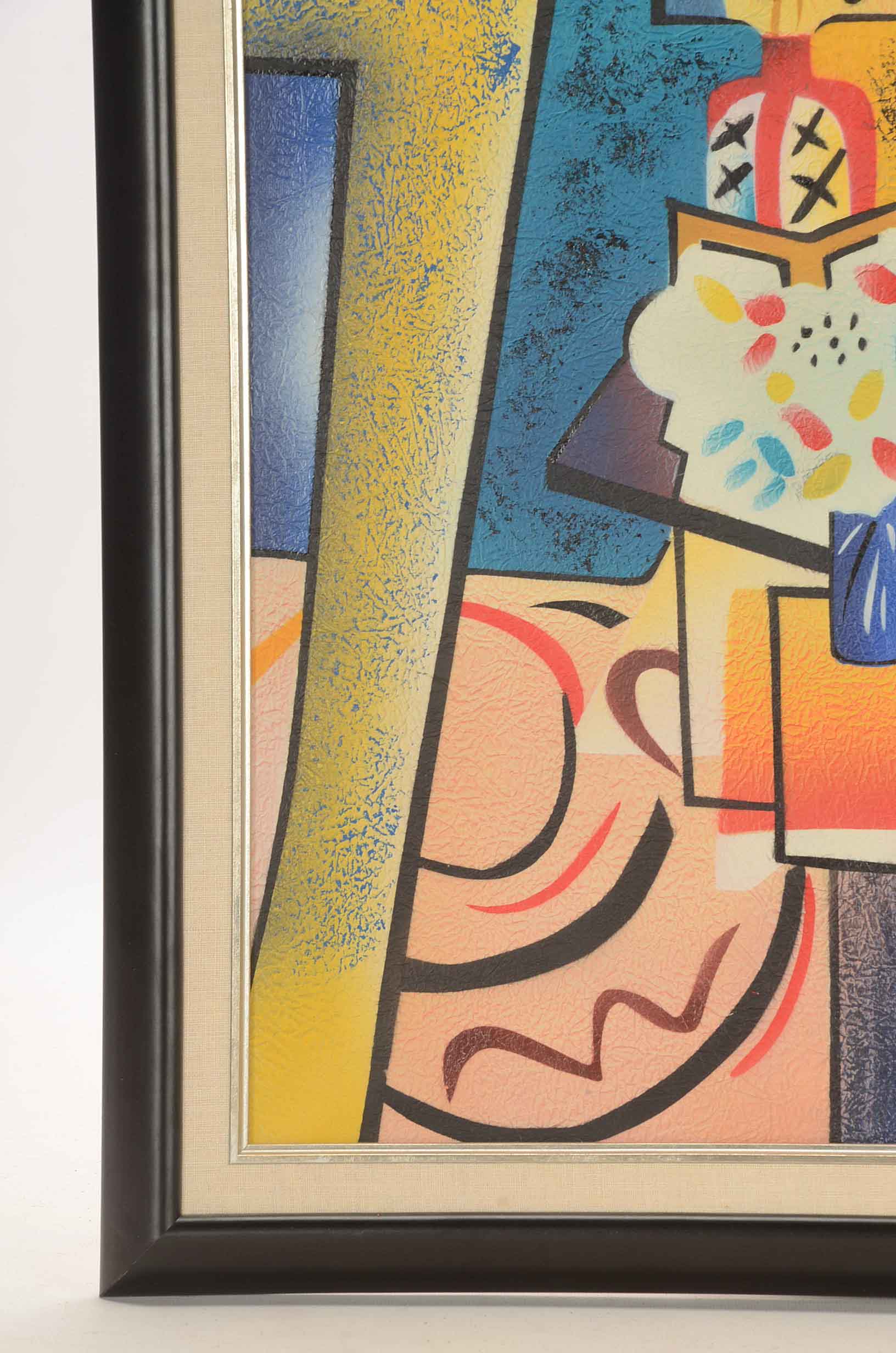 C. Ryan Original Mixed Media Cubist Still Life Painting