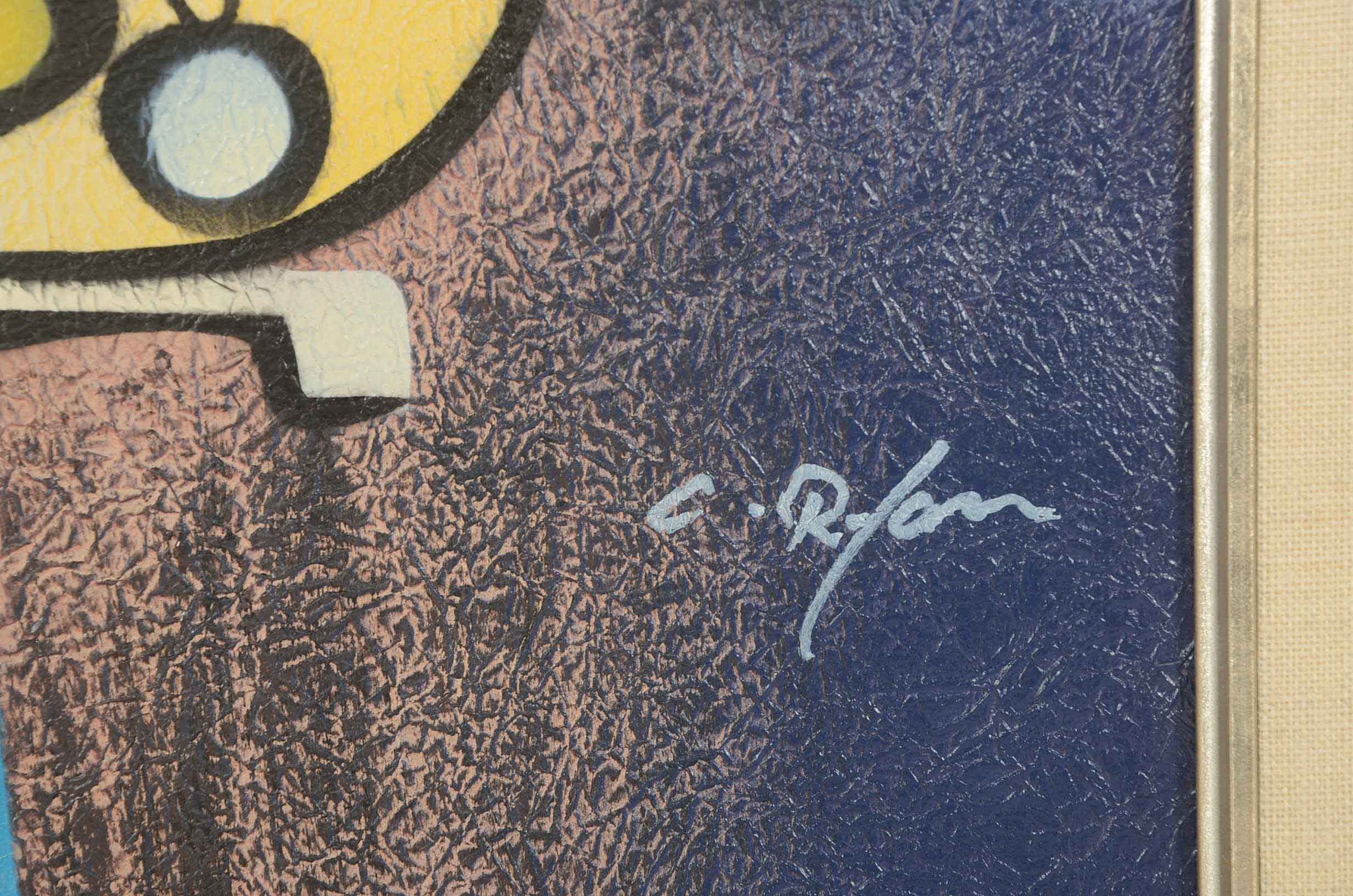 C. Ryan Original Mixed Media Cubist Still Life Painting