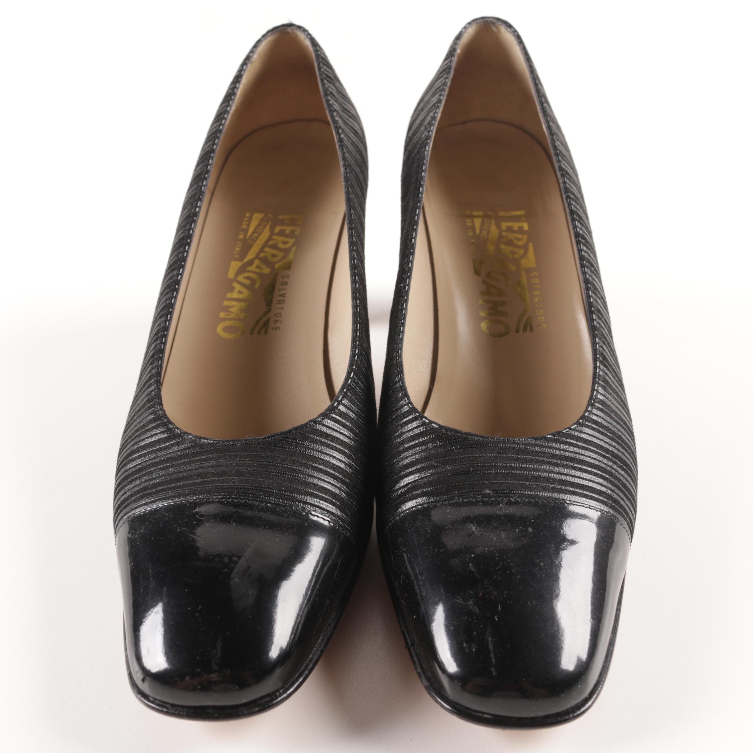 Vintage Salvatore Ferragamo Matching Handbag and High Heel Pumps