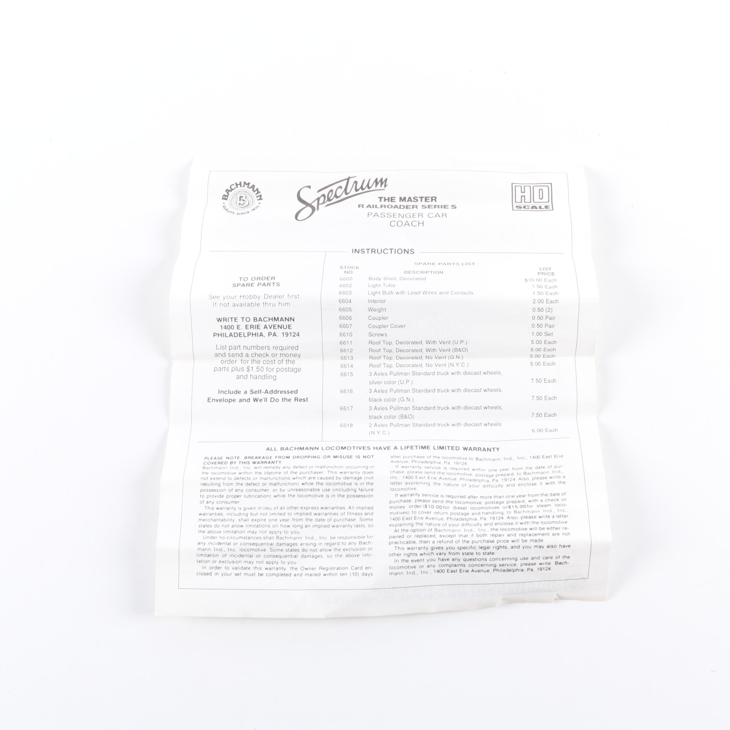 Bachmann "Spectrum" HO Scale Union Pacific Passenger Trains