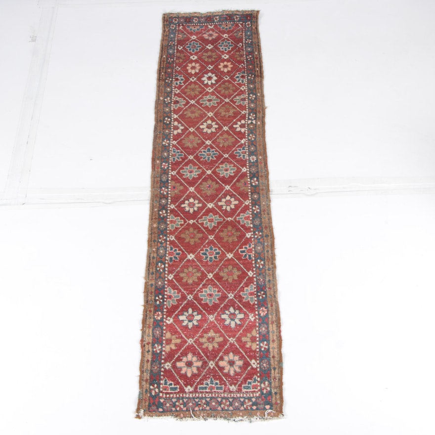Hand-Knotted Caucasian  Lattice Carpet Runner