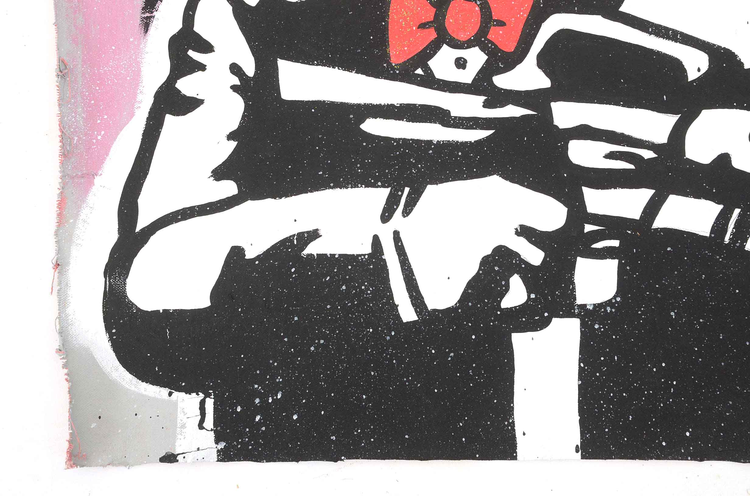 Will $treet Signed Acrylic Painting Monopoly Man with Gun