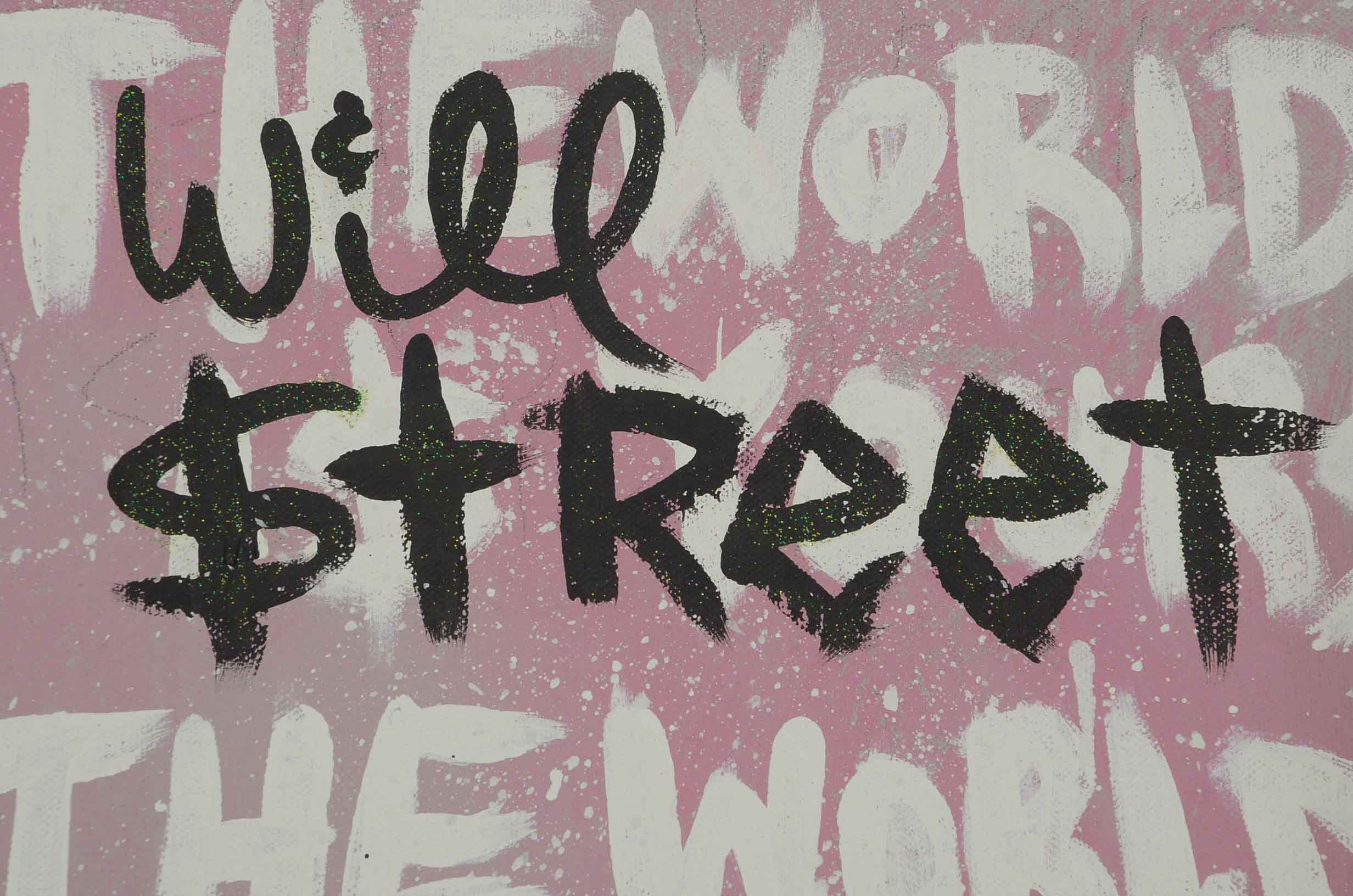 Will $treet Signed Acrylic Painting Monopoly Man with Gun