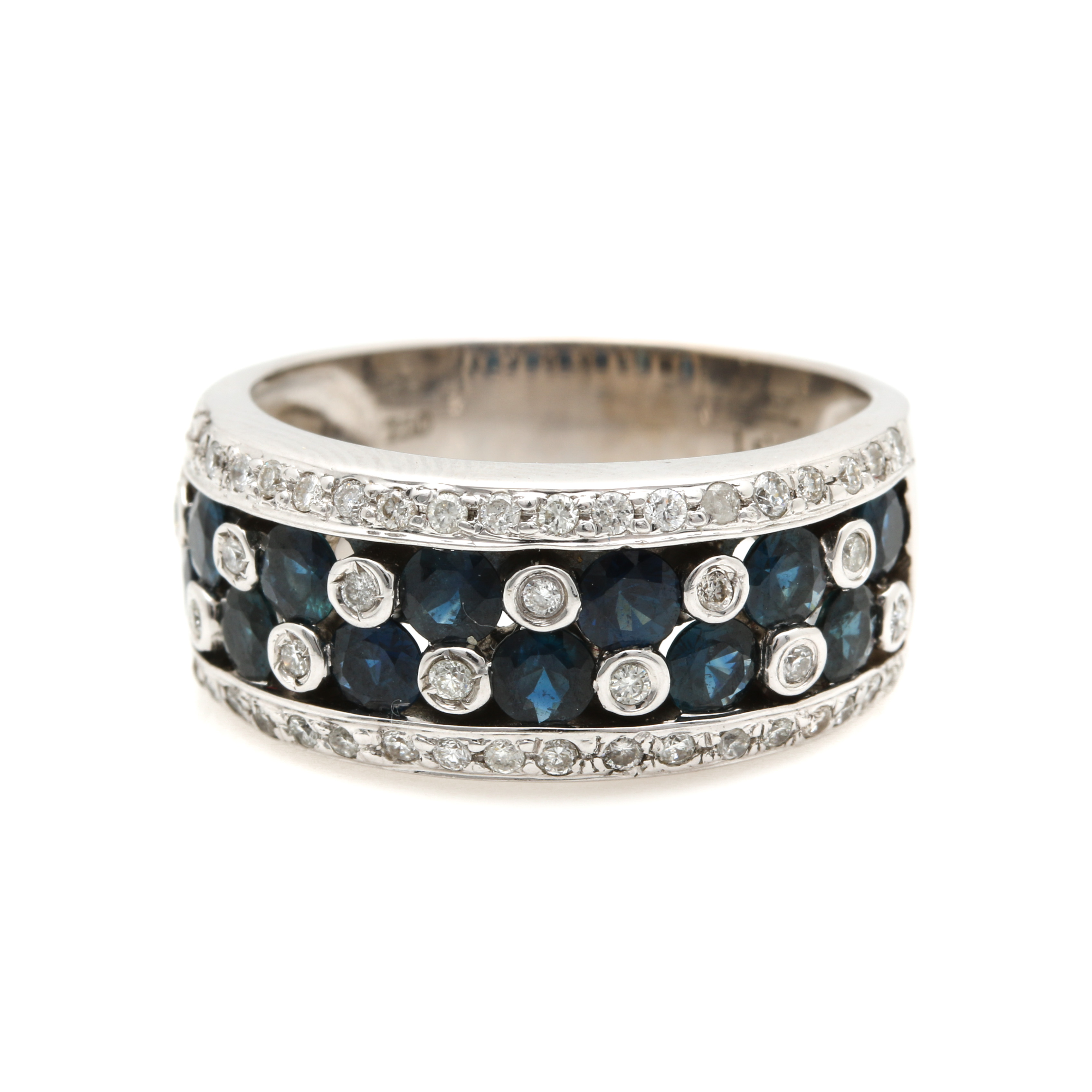 LeVian 18K White Gold Sapphire and Diamond Ring