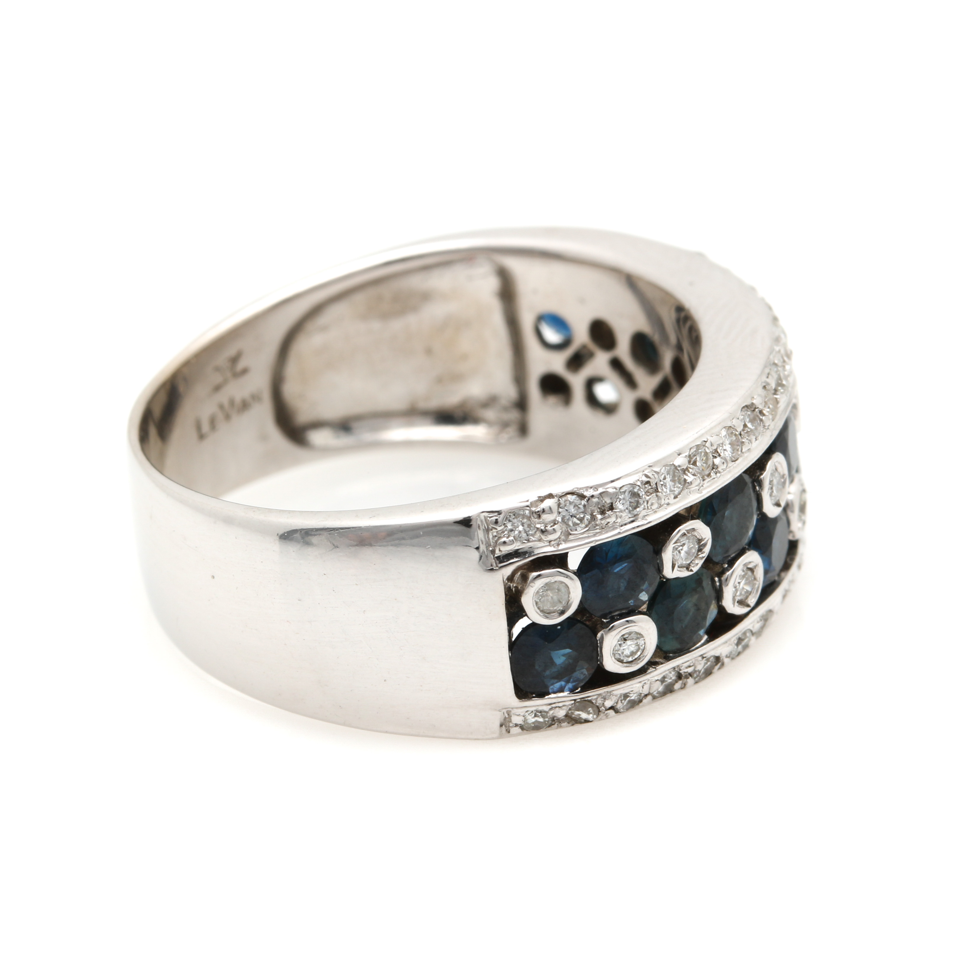 LeVian 18K White Gold Sapphire and Diamond Ring