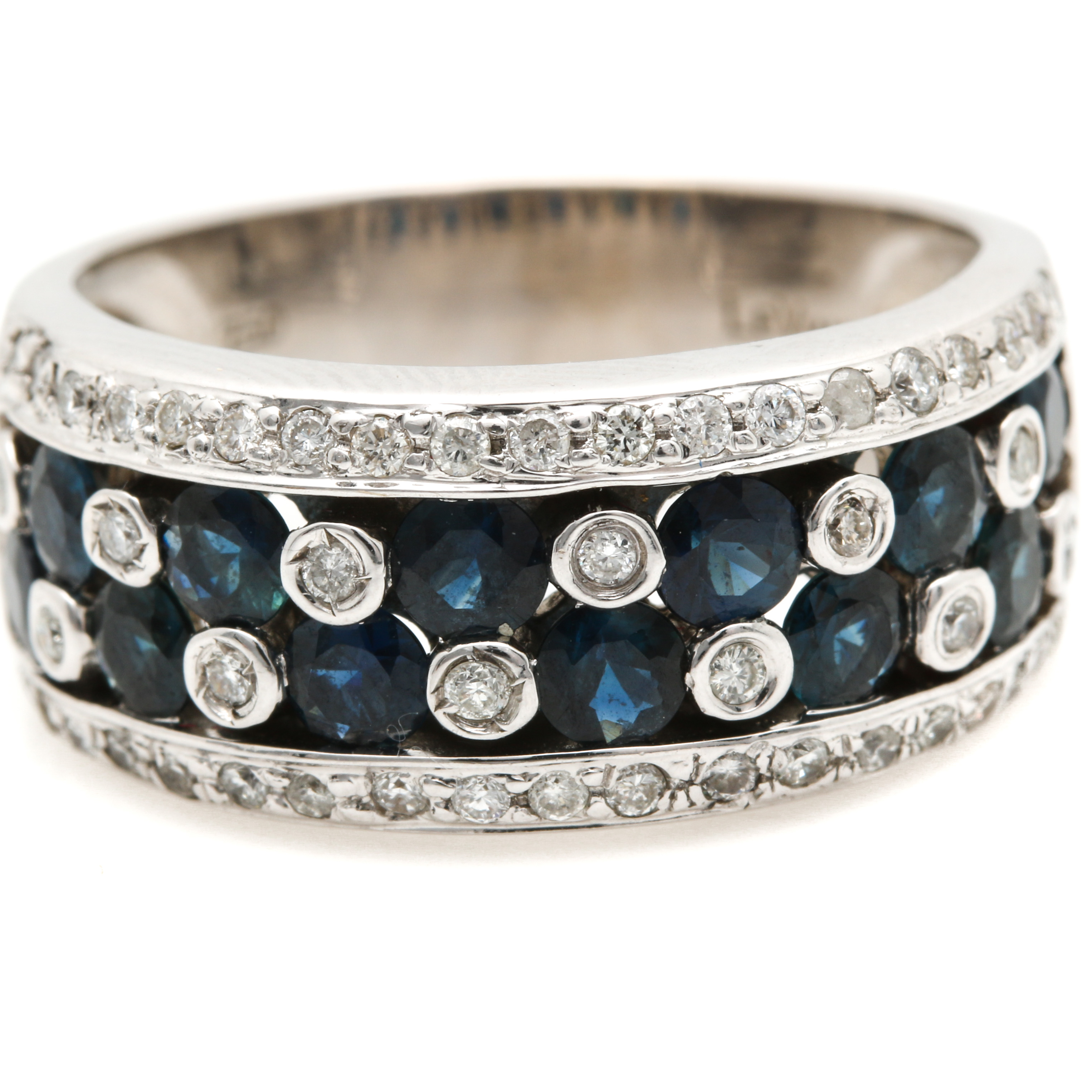 LeVian 18K White Gold Sapphire and Diamond Ring