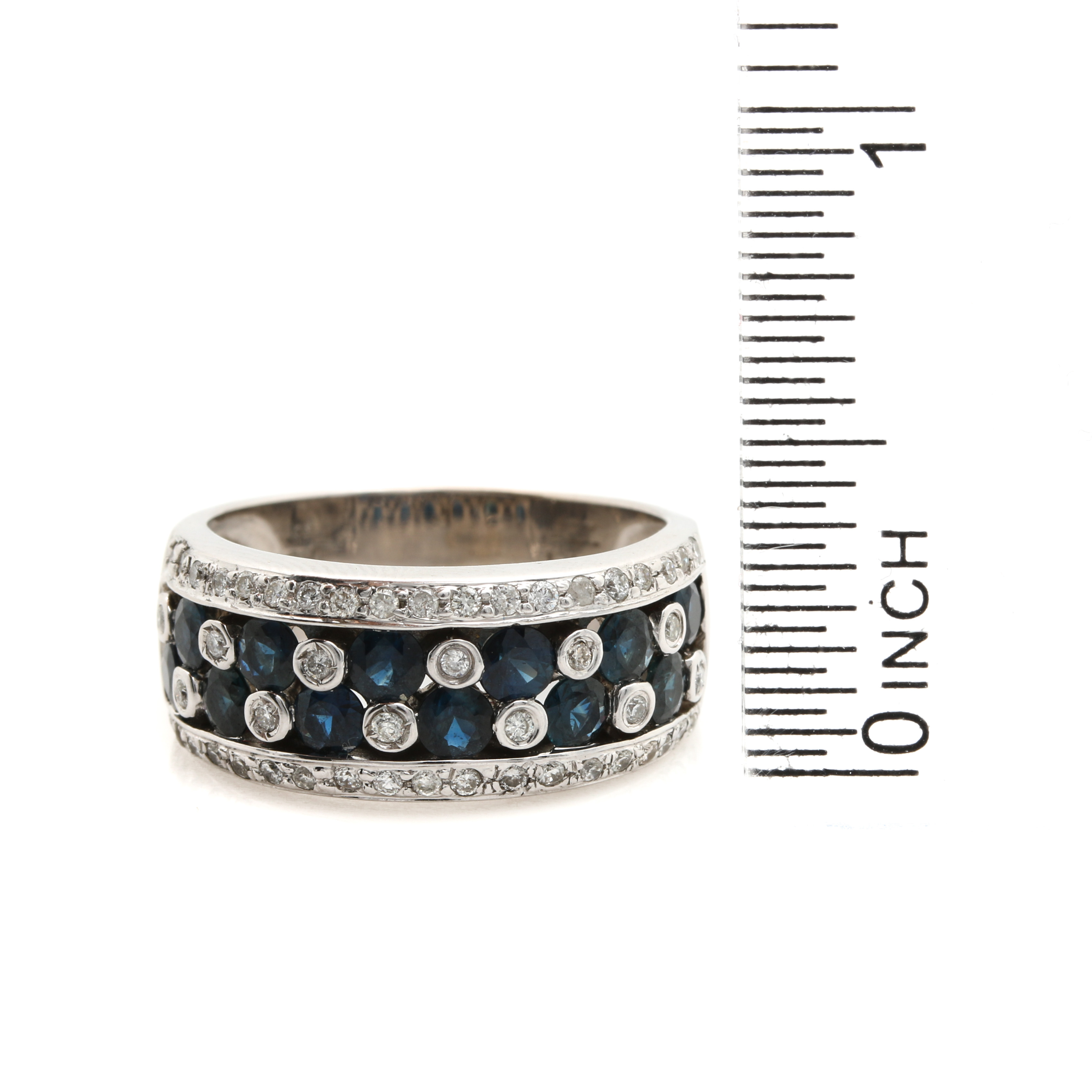 LeVian 18K White Gold Sapphire and Diamond Ring